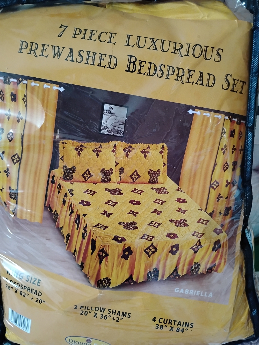 Yellow Floral 7-Piece Bedspread Set